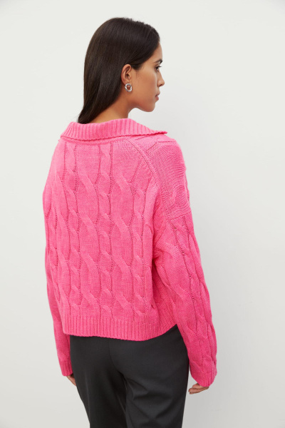 Свитер вязаный с косами (фуксия)